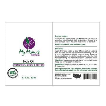 My Mom's Herbals 100% Organic Hair Oil 2.7 oz