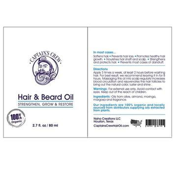 Captain's Crew 100% Organic Hair & Beard Oil 2.7 oz